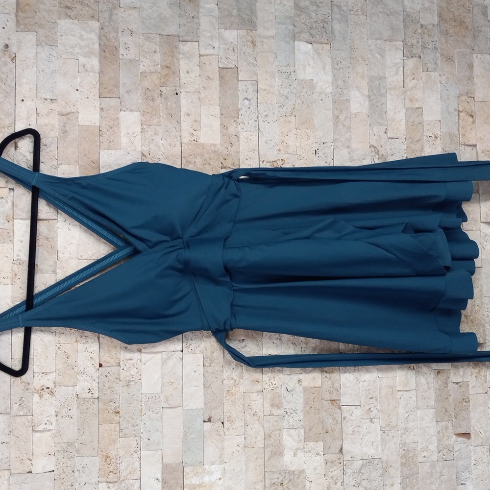 BLOOMCHIC Plain Ties Wrap Frutters Swim  Dress